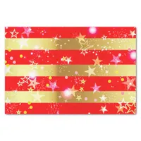 Red Shiny Gold Stripes Confetti And Sparkles Tissue Paper