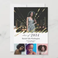  Trendy Gold Script Four Photo Collage Graduation