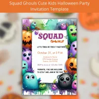 Squad Ghouls Halloween Trick Or Treat Party  Invitation