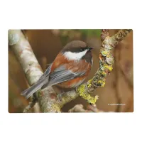 Cute Chestnut-Backed Chickadee on the Pear Tree Placemat