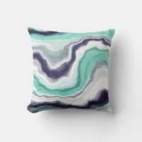 Turquoise, Blue and White Marble Swirls     Throw Pillow