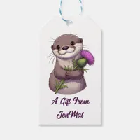 Watercolor Otter and Thistle Gift Tags