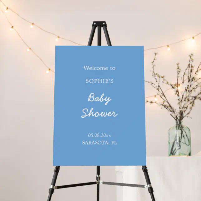 Baby Shower Minimalist Blue Welcome Sign