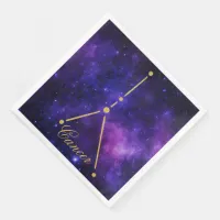 Gold Cancer Constellation on Dark Galaxy | Paper Dinner Napkins