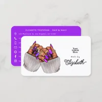 Elegant Purple African American Nail Salon Business Card