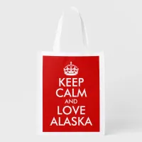 Keep Calm and Love Alaska Grocery Bag