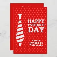 Fathers Day White Tie Red Dots Dinner BBQ Party Invitation