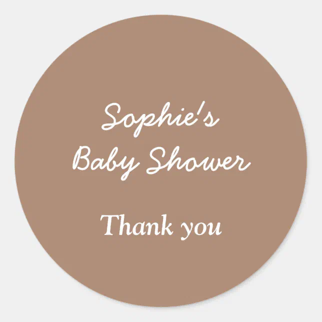 Baby Shower Gentle Brown Thank You Sticker