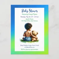 African-American Baby Boy with Teddy Baby Shower Postcard