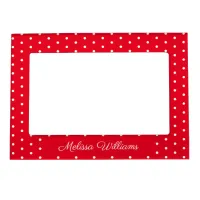 Signature Name White and Red Polka Dots Magnetic Frame