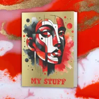 Red, black and white Abstract Face | Pocket Folder