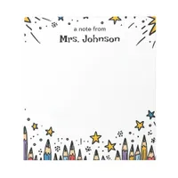 Stars & Pencils Personalized Teacher Appreciation Notepad