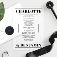 Modern Bold Black Minimalist Wedding Program