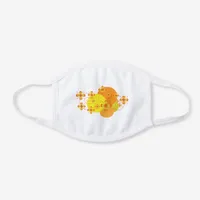 Pretty Stylish Girly Retro Yellow & Orange Flowers White Cotton Face Mask