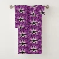 Purple Floral Romantic Pattern Bath Towel Set