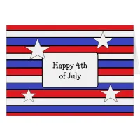 Red, White Blue Striped Happy 4th of July Card