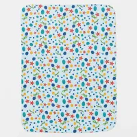 Ocean beach with starfish, shells and pebbles baby blanket