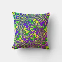 [Lava Lamp] Op-Art Swirls & Dots Purple Blue Green Throw Pillow