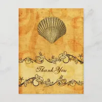 rustic, vintage ,seashell  beach thank you postcard