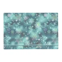 Prettiest Snowflakes Pattern Teal ID846 Placemat