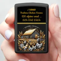 Brahma Chicken Farmer in Bright Barnyard Zippo Lighter