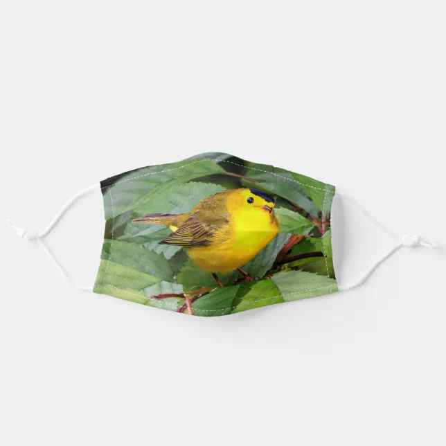 Beautiful Wilson's Warbler in the Cherry Tree Adult Cloth Face Mask