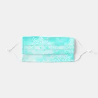 Pretty Teal and White Mandala Abstract Adult Cloth Face Mask