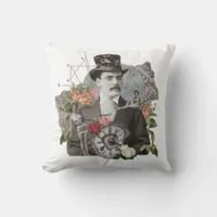 Vintage Man Collage Throw Pillow