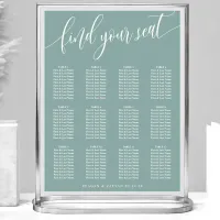 Dusty Teal Simple Wedding Seating Chart