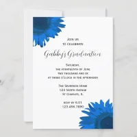 Blue Pop Art Sunflower Graduation Party Invitation