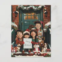 Cute Christmas Family Postcard