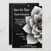 Timeless Elegance: Black & Silver Blossom Wedding  Invitation