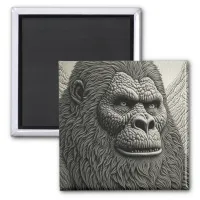 Abstract Bigfoot in Black and White Ai Art Magnet