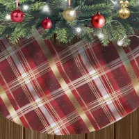 Red Gold Christmas Tartan Pattern#7 ID1009 Brushed Polyester Tree Skirt