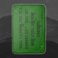 Black on Green Shakespeare Shall I Compare.. |  Bath Mat