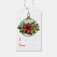 Poinsettia Christmas Flower Ornament  Gift Tags