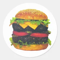 Double Deluxe Hamburger with Cheese Classic Round Sticker