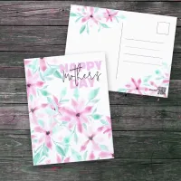 Elegant Soft Pink Watercolor Flowers Mother's Day Postcard