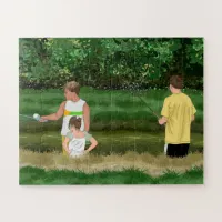 Kids Fishing at the Local Pond Jigsaw Puzzle