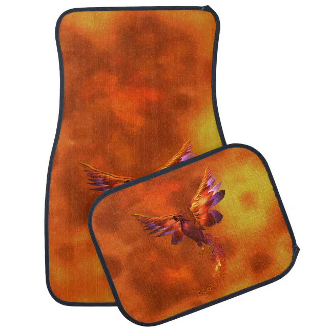 Colorful Phoenix Flying Against a Fiery Background Car Mat