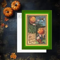 Vintage Singing Pumpkin Man Postcard