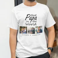 Best Papa in the World Modern Father Photo Collage T-Shirt