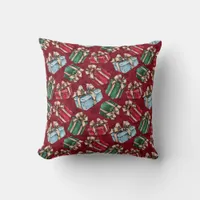 Wrapped Presents Festive Christmas Throw Pillow