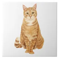 Orange Tabby Cat Ceramic Tile