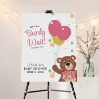 We Can Bearly Wait Cute Baby Girl Shower Welcome Foam Board