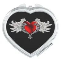 Goth Heart with Angel Wings Compact Mirror