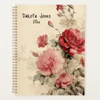 Red and Pink Floral Watercolor Roses Planner