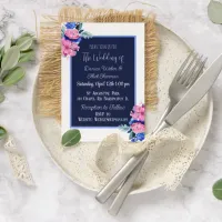 Blue and Pink Watercolor Floral Pretty Wedding Invitation