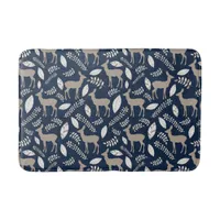 Navy Deer Collage Bathroom Mat