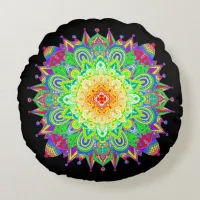 Psychedelic Zen Mandala Abstract Art  Round Pillow